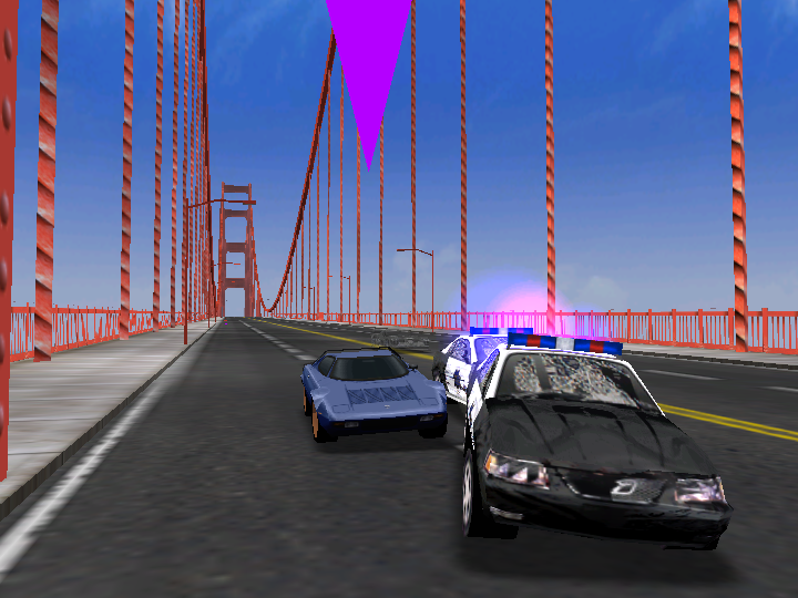 These Cops are chasing me? NO, their chasing the Stratos(the blue one). 

How to lure cops:
? Make sure you're behind the opponent(s).
? Check if the cop in-front is facing in the same direction.
? if not, go behind the cops if possible.

NOTE: Cop