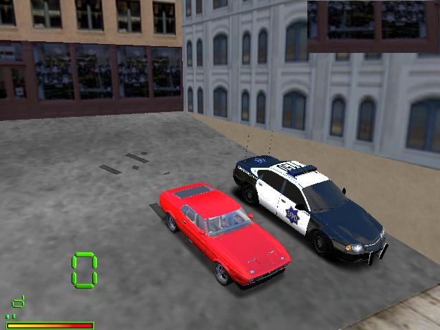 an unlikely combination... a Ford Mach II and a Chevrolet Impala police car....