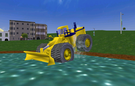 Attempting to fly this dozer by hitting shallow water like how other heavy vehicles usually of the Komatsu tuning fly.