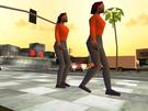 Two twin women are walking in SF. :)