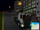 All lights are on: let's begin the journey and transport something in night time through San Francisco, although there is no trailer to put the cargo into...