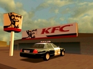 The CHP officer has been patrolling Anarchy Road for too long, and so he is definitely hungry. So he decides to go Code-7 (meal break code for CHP officers) and grabs a tasty piece of fried chicken with sauce... :P